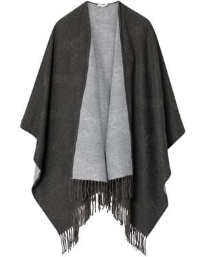 Liu Jo Logo-Jacquard Fringed Scarf - Gray