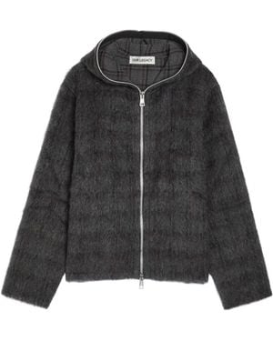 Our Legacy Checked Zip-Through Brushed Wool-Blend Sweater - Black