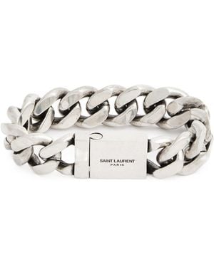Saint Laurent Vintage-Style Rough Cuban Link Bracelet - White