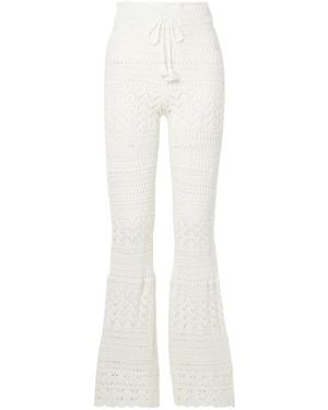 LoveShackFancy Fosta Crocheted Cotton Flared Pants - White