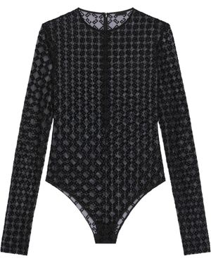 Givenchy Monogrammed Sheer Long-Sleeve Top - Black
