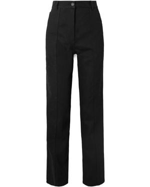 Cecilie Bahnsen Bliss Embroidered Cotton-Gabardine Straight-Leg Trousers - Black