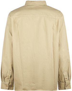 A.P.C. Logo Embroidered Long-Sleeved Shirt - Natural