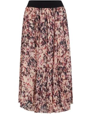 BOSS Floral-Print Pleated Midi Skirt - Red