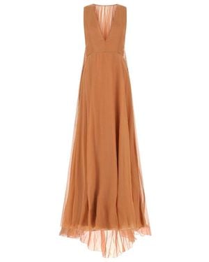 Valentino V-Neck Silk Gown - Brown