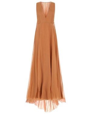 Valentino V-Neck Silk Gown - Brown