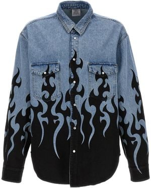 Vetements Fire Printed Denim Jacket - Blue