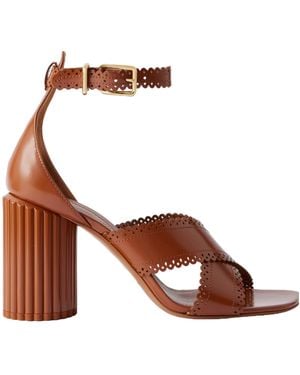 Zimmermann Eddie Fan-Shaped High-Heeled Sandals - Brown