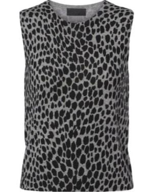 Nili Lotan Nessa Leopard-Print Cashmere Top - Black