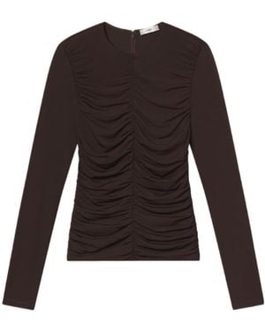 FRAME Long-Sleeved Pleated T-Shirt - Black