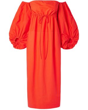 Rosie Assoulin Mid-Sleeve Straight Midi Dress - Red