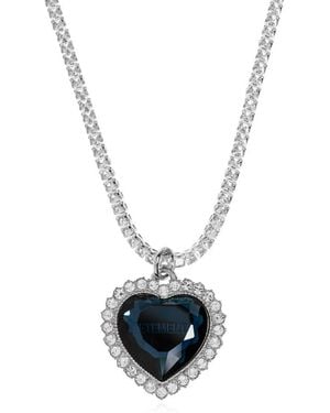 Vetements Heart Pendant Chained Necklace - Blue
