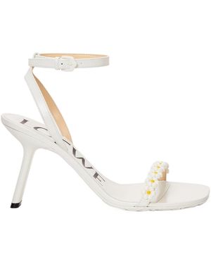 Loewe Petal Daisy High-Heeled Sandals - White