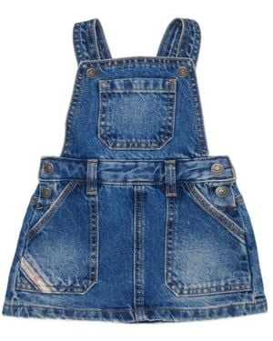 DIESEL Faded Denim Pinafore Dungarees - Blue
