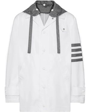Thom Browne Detachable Hooded Four-Stripe Casual Jacket - White
