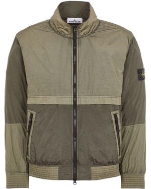 Stone Island Standing Collar Zipped Jacket - Green