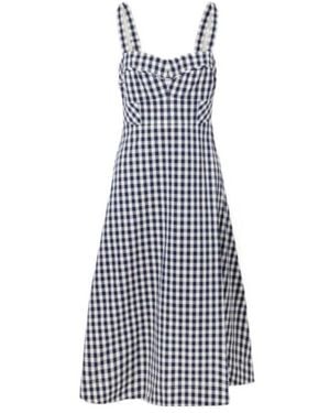 Veronica Beard Checked Stretch-Cotton Cloqué Midi Dress - Blue