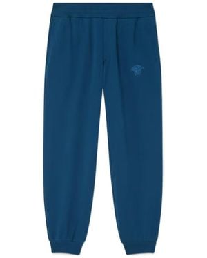 Versace Medusa-Head Embroidered Joggers - Blue