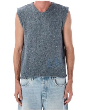 ERL Distressed Knit Vest - Blue