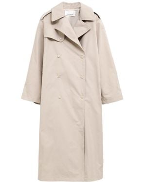 Frankie Shop Collared Long-Sleeved Trench Coat - Natural