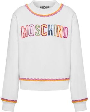Moschino Macramé-Trim Cotton Sweatshirt - White