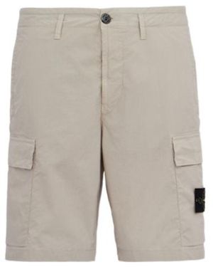 Stone Island Logo Cotton Regular Shorts - Gray