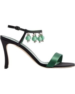 Manolo Blahnik Kasasan 90 Bead-Embellished Satin Sandals - Multicolor