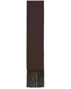 Ferragamo Ferragamo Micro Gancini Printed Fringed Scarf - Brown