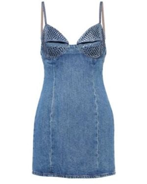 Area Crystal-Embellished Denim Minidress - Blue