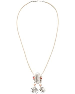 Isabel Marant Janis Engraved Pendant Necklace - White