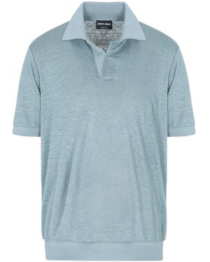 Giorgio Armani Short-Sleeved Polo Shirt - Blue