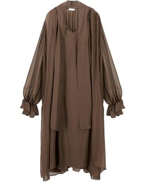 Roberto Collina Silk Dress With Bow - Brown
