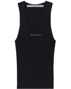 Alexander Wang Jacquard Logo Racer Tank Top - Black