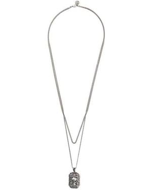McQueen Skull Charm Necklace - White