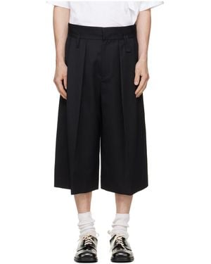 Simone Rocha Wool Blend Wide-Leg Shorts - Black
