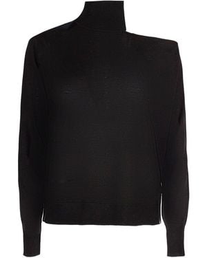 Kangra Cashmere Kangra Off-Shoulder Ribbed Knitwear - Black