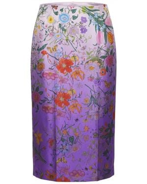 Gucci Floral Print Gradient Skirt - Purple