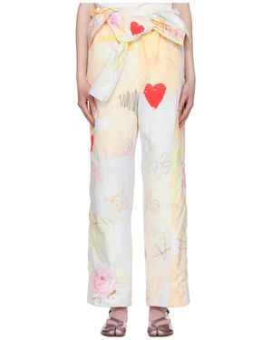 OPEN YY Patterned Wrap-Style Quilted Casual Trousers - Multicolour