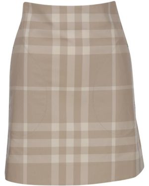 Burberry Check Printed Mini Skirt - Natural