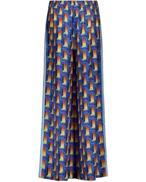 CASABLANCA L'Arche De Nuit Printed Wide Leg Trousers - Blue