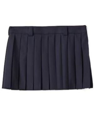 Miu Miu Logo-Patch Pleated Mini Skirt - Blue