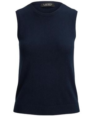 Ralph Lauren Sleeveless Ribbed-Trim Top - Blue