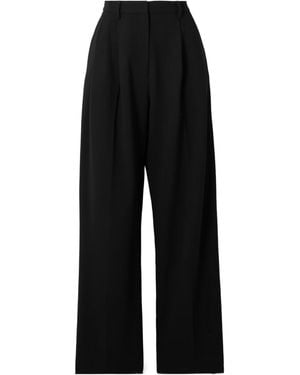 Carolina Herrera Pleated Wool Blend Wide-Leg Casual Trousers - Black