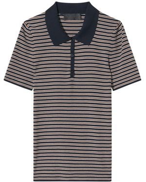 Nili Lotan Gemmatta Striped Polo Shirt - Black