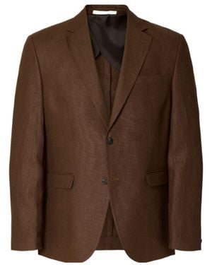 SELECTED Regular Fit Linen Blazer - Brown