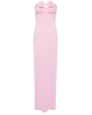 Magda Butrym Floral-Appliqué Strapless Maxi Dress - Pink