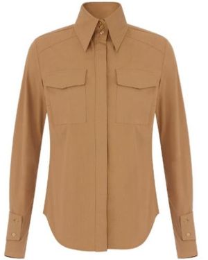 Elisabetta Franchi Cotton Shirt With Pockets - Brown