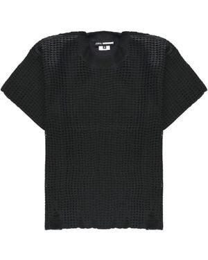 Junya Watanabe Open-Knit Short Sleeved T-Shirt - Black