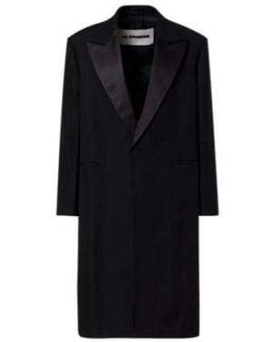 Jil Sander Silk-Trimmed Wool Coat - Black