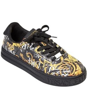 Versace Jeans Couture Baroque Pattern-Print Lace-Up Trainers - Black